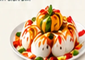 Kesari Dahi Bhalla Aur Papri Ki Chaat vegetarian catering dish